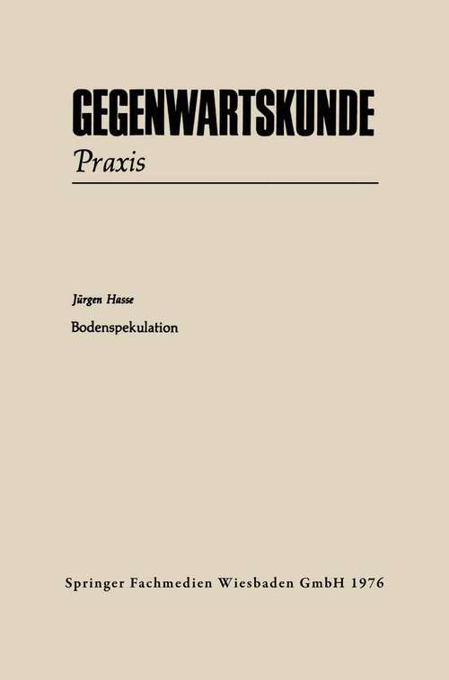 Book cover of Bodenspekulation (1976) (Gegenwartskunde - Sonderheft)