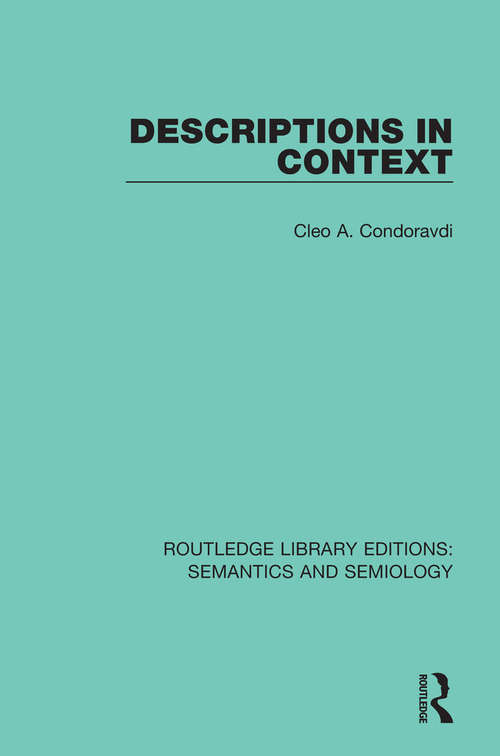 Book cover of Descriptions in Context (Routledge Library Editions: Semantics and Semiology)