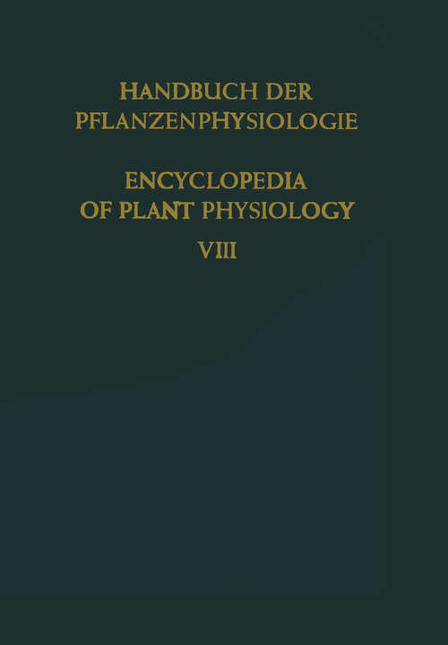 Book cover of Der Stickstoffumsatz / Nitrogen Metabolism (1958) (Handbuch der Pflanzenphysiologie   Encyclopedia of Plant Physiology #8)