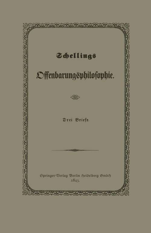 Book cover of Schellings Offenbarungsphilosophie (1843)