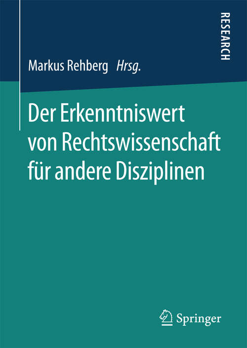 Book cover of Der Erkenntniswert von Rechtswissenschaft für andere Disziplinen