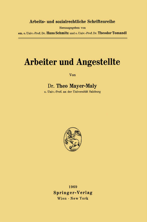 Book cover of Arbeiter und Angestellte (1969) (Arbeits- und sozialrechtliche Schriftenreihe)
