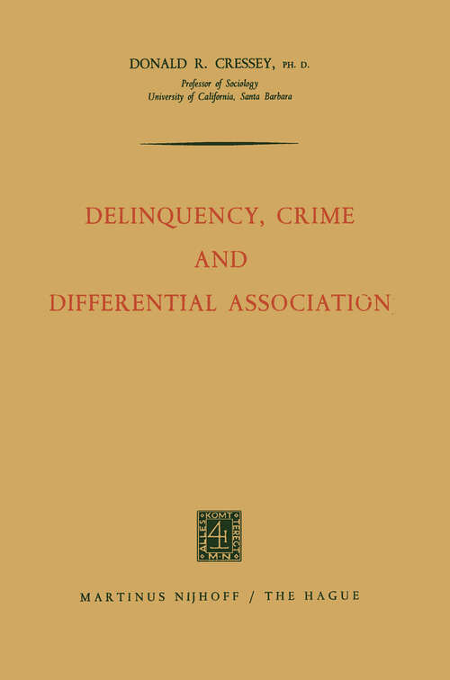 Book cover of Delinquency, Crime and Differential Association (1964)