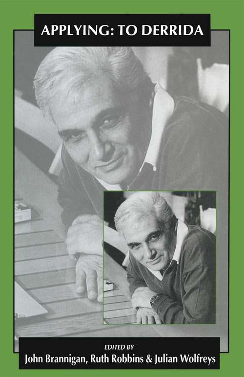 Book cover of Applying: To Derrida (1st ed. 1996)