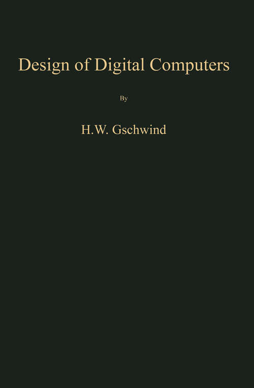 Book cover of Design of Digital Computers: An Introduction (1967)
