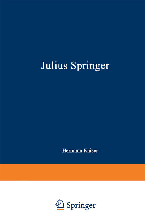 Book cover of Julius Springer (1877)