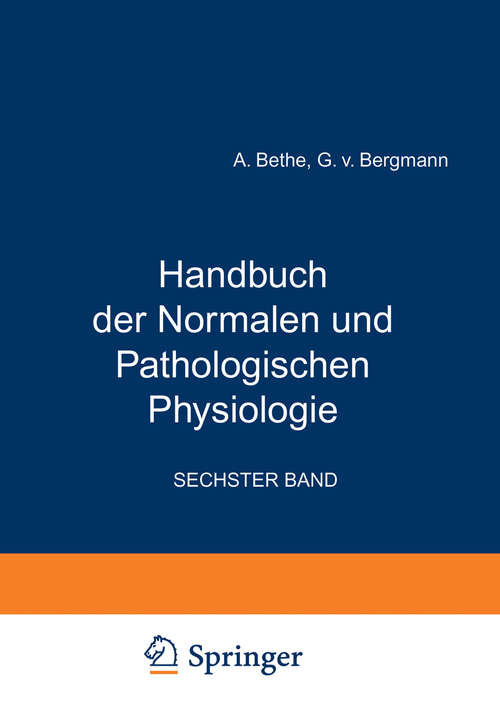 Book cover of Blut und Lymphe: Zweiter Teil Blut · Lymphsystem (1. Aufl. 1928) (Handbuch der normalen und pathologischen Physiologie: 6/II)