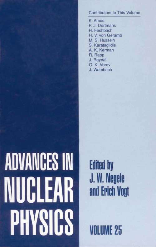 Book cover of Advances in Nuclear Physics: Volume 25 (2000) (Advances in Nuclear Physics #25)