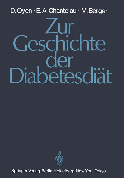 Book cover of Zur Geschichte der Diabetesdiät (1985)