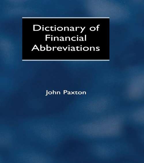 Book cover of Dictionary of Financial Abbreviations