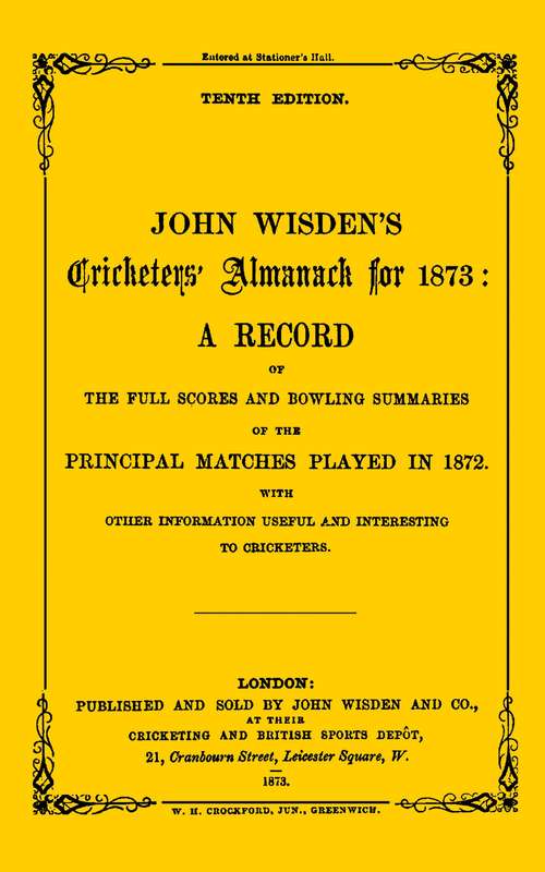 Book cover of Wisden Cricketers' Almanack 1873