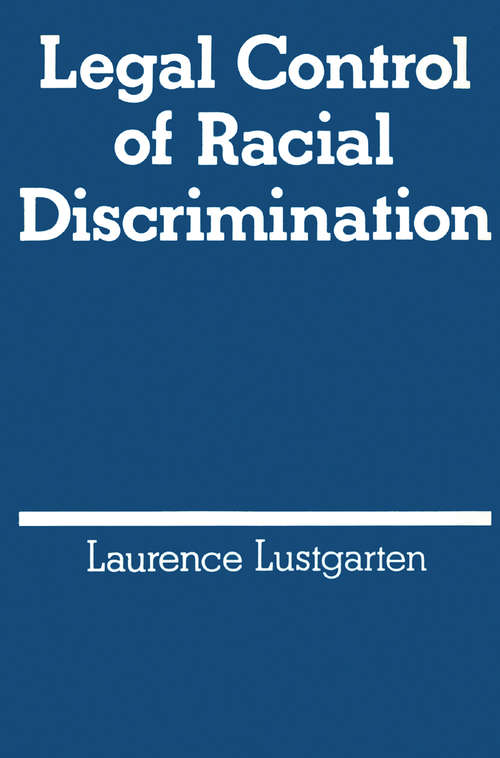 Book cover of Legal Control of Racial Discrimination (1st ed. 1980)