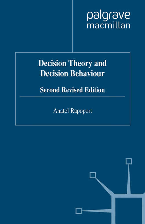 Book cover of Decision Theory and Decision Behaviour (2nd ed. 1998)