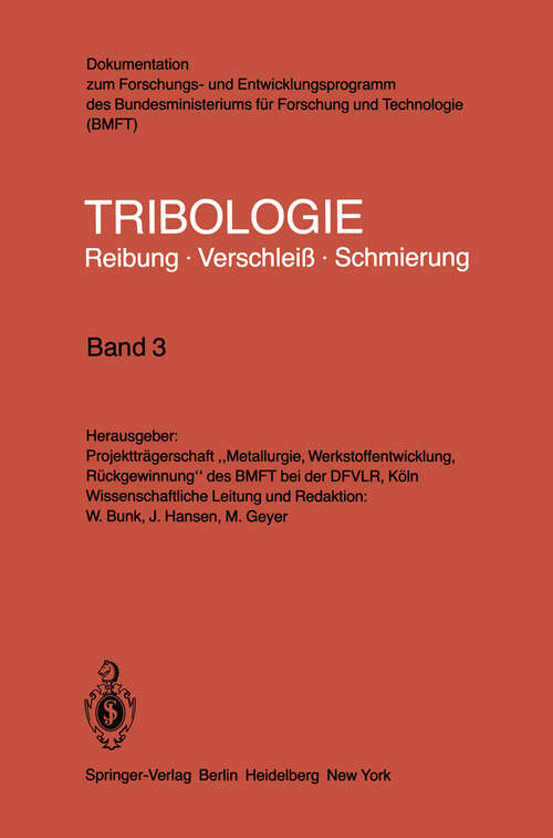 Book cover of Gleitlager · Wellendichtungen (1982) (Tribologie: Reibung, Verschleiß, Schmierung #3)