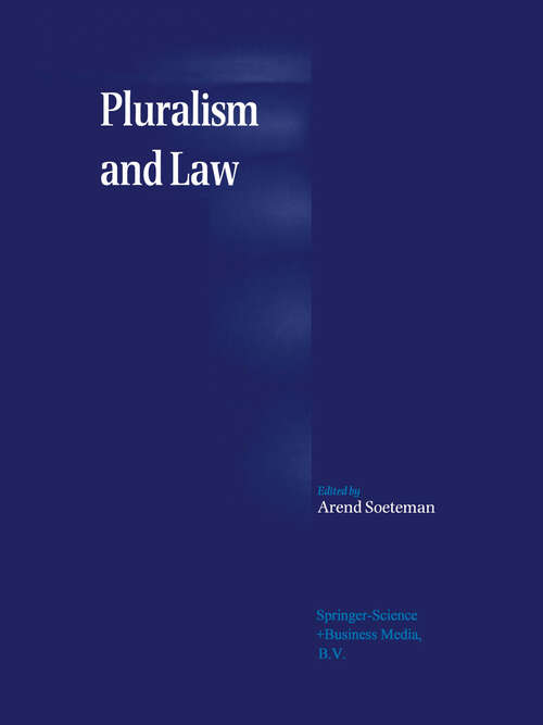 Book cover of Pluralism and Law (2001)