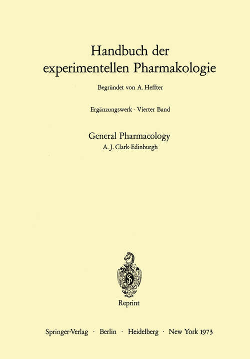 Book cover of General Pharmacology (1937) (Handbook of Experimental Pharmacology #4)