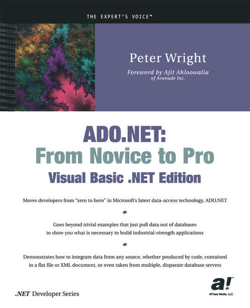 Book cover of ADO.NET: From Novice to Pro, Visual Basic .NET Edition (1st ed.)