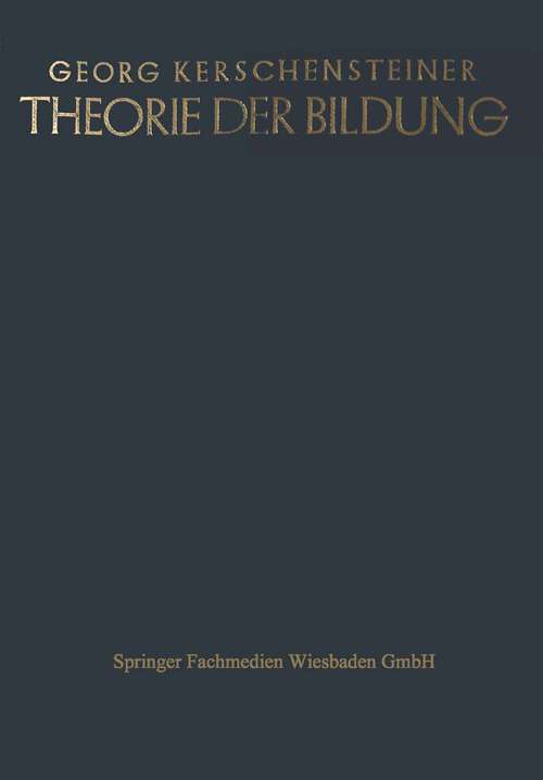 Book cover of Theorie der Bildung (1926)
