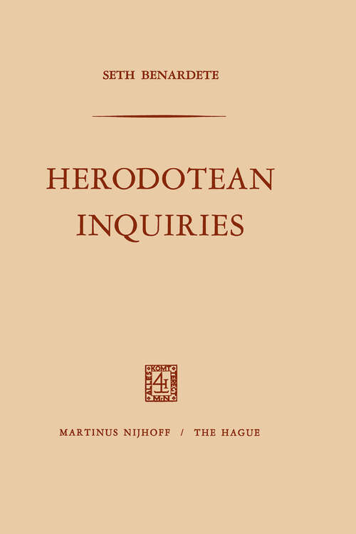 Book cover of Herodotean Inquiries (1969)