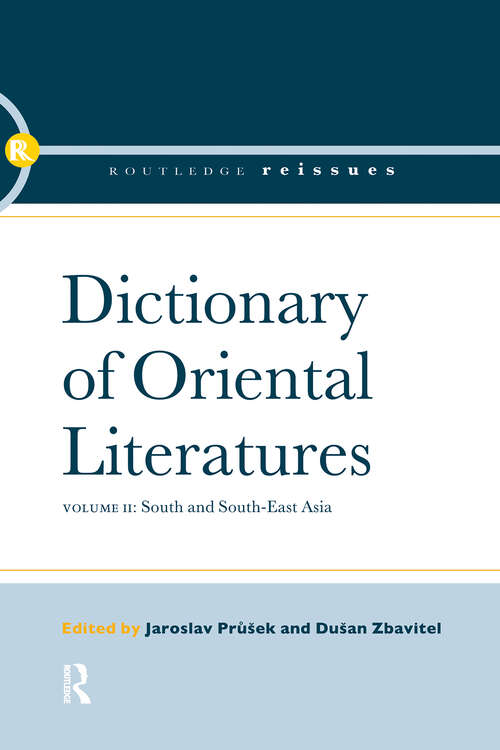 Book cover of Dictionary of Oriental Literatures 2: South and SE Asia