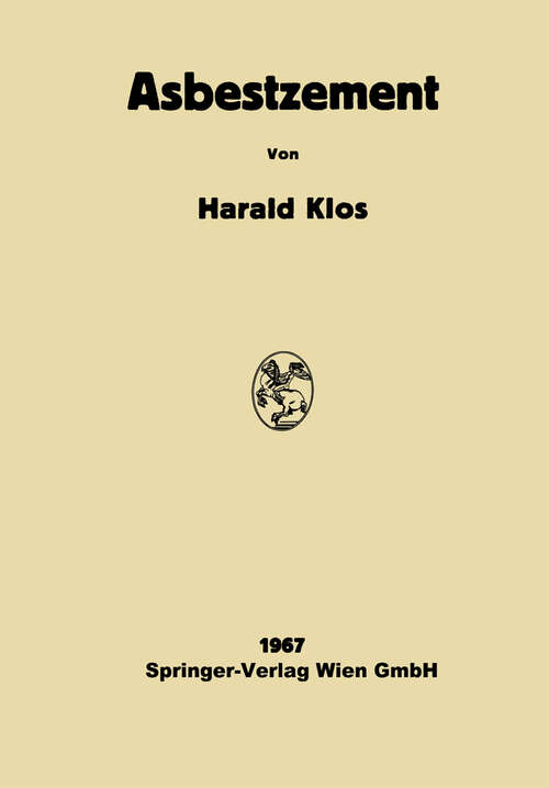 Book cover of Asbestzement: Technologie und Projektierung (1967)