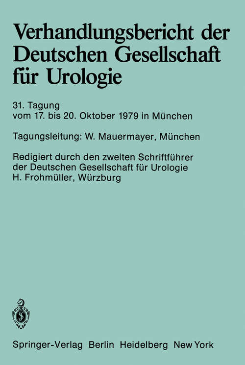 Book cover of 31. Tagung 17. bis 20. Oktober 1979, München (1980) (Verhandlungsbericht der Deutschen Gesellschaft für Urologie #31)