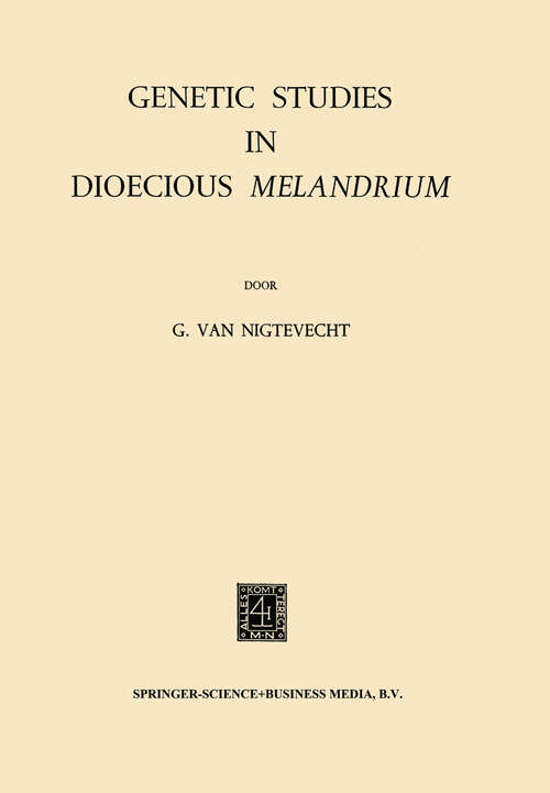 Book cover of Genetic Studies in Dioecious Melandrium (1967)