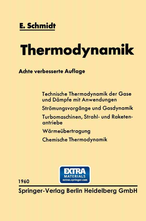 Book cover of Einführung in die Technische Thermodynamik und in die Grundlagen der chemischen Thermodynamik (8. Aufl. 1960)