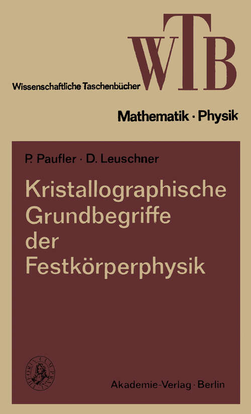 Book cover of Kristallographische Grundbegriffe der Festkörperphysik (1975)