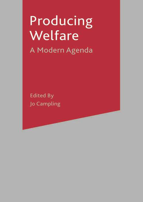 Book cover of Producing Welfare: A Modern Agenda (1st ed. 2003)