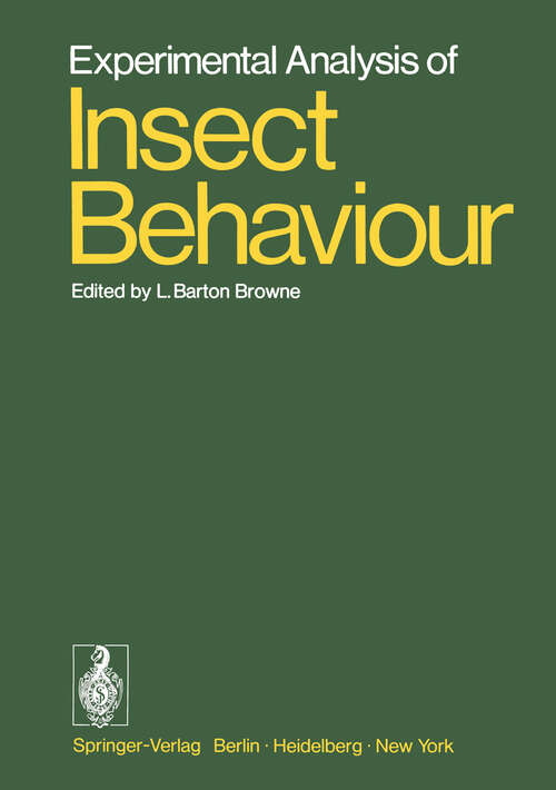 Book cover of Experimental Analysis of Insect Behaviour (1974)
