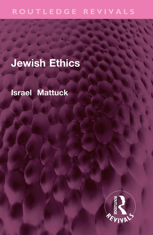 Book cover of Jewish Ethics (Routledge Revivals)