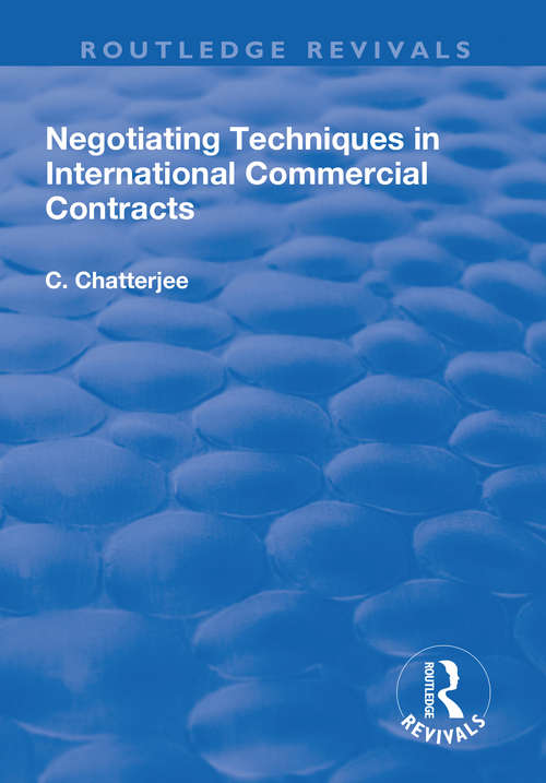 Book cover of Negotiating Techniques in International Commercial Contracts