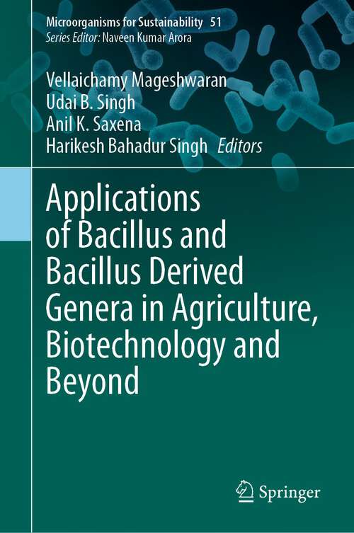 Book cover of Applications of Bacillus and Bacillus Derived Genera in Agriculture, Biotechnology and Beyond (1st ed. 2024) (Microorganisms for Sustainability #51)