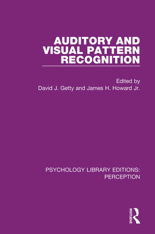 Book cover of Auditory and Visual Pattern Recognition (Psychology Library Editions: Perception #10)