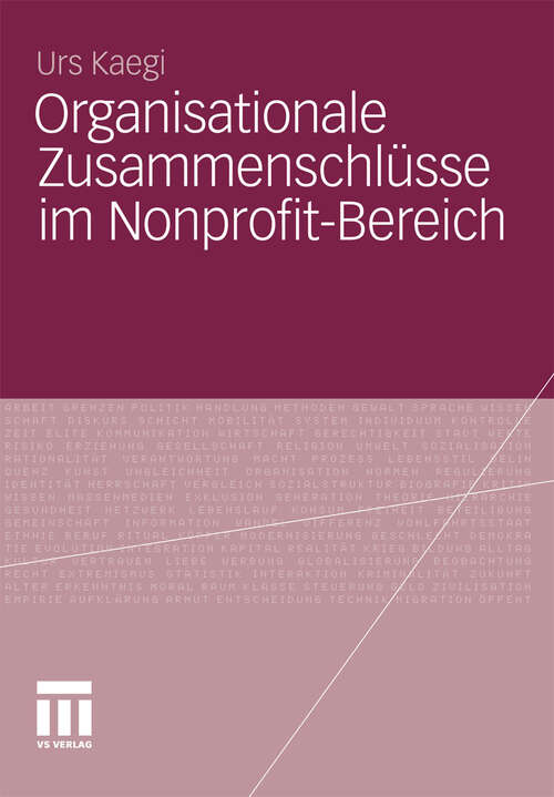 Book cover of Organisationale Zusammenschlüsse im Nonprofit-Bereich (2012)
