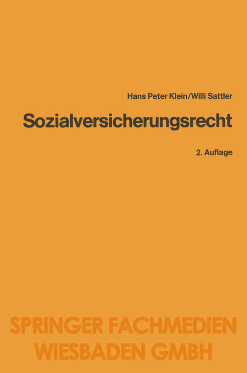 Book cover of Sozialversicherungsrecht (2. Aufl. 1985) (Gabler-Studientexte)
