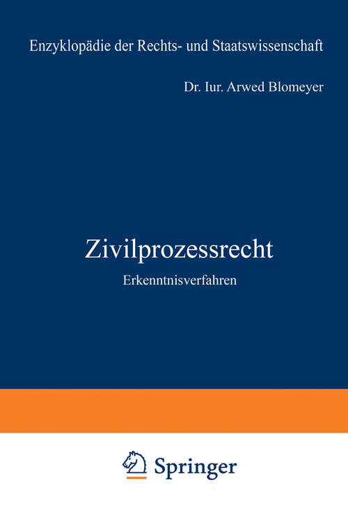 Book cover of Zivilprozessrecht: Erkenntnisverfahren (1963) (Enzyklopädie der Rechts- und Staatswissenschaft)