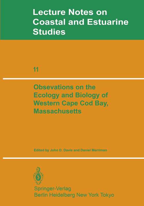 Book cover of Observations on the Ecology and Biology of Western Cape Cod Bay, Massachusetts (1984) (Coastal and Estuarine Studies #11)