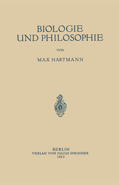 Book cover of Biologie und Philosophie (1925)