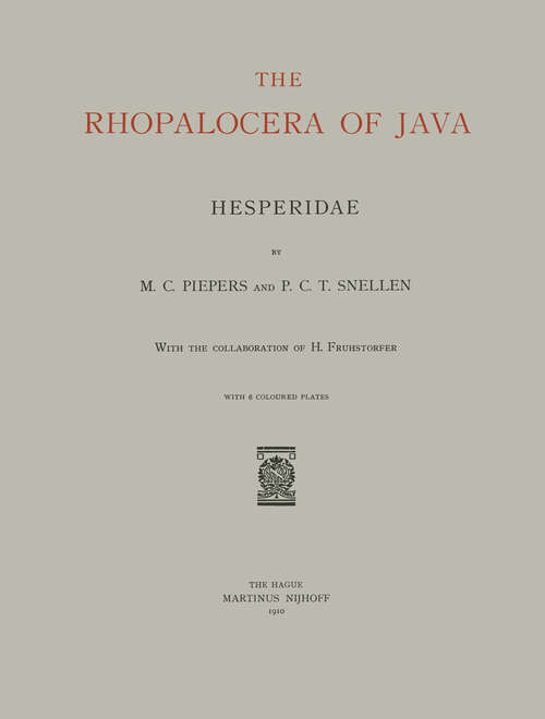 Book cover of The Rhopalocera of Java: Hesperidae (1910)
