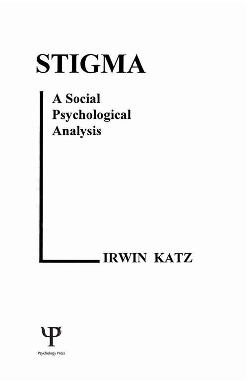 Book cover of Stigma: A Social Psychological Analysis