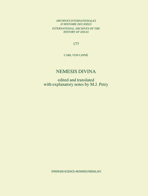 Book cover of Nemesis Divina (2001) (International Archives of the History of Ideas   Archives internationales d'histoire des idées #177)
