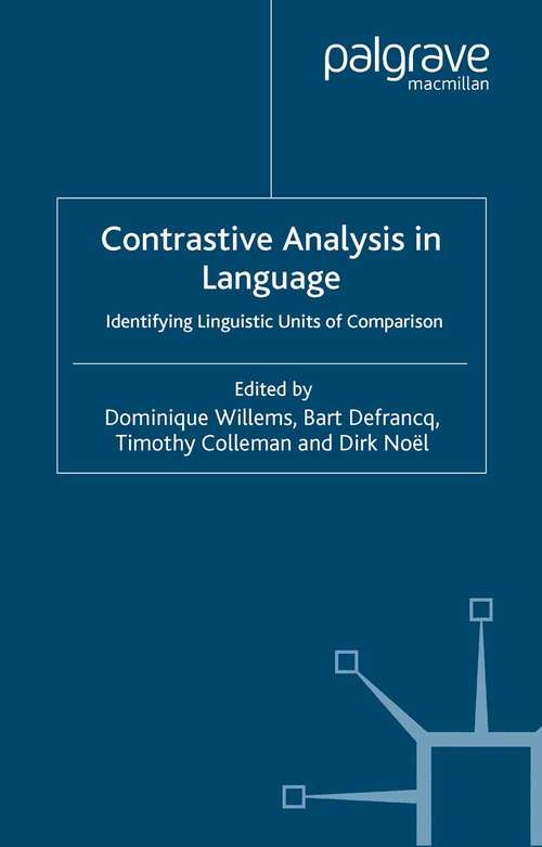 Book cover of Contrastive Analysis in Language: Identifying Linguistic Units of Comparison (2003)