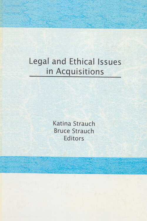 Book cover of Legal and Ethical Issues in Acquisitions