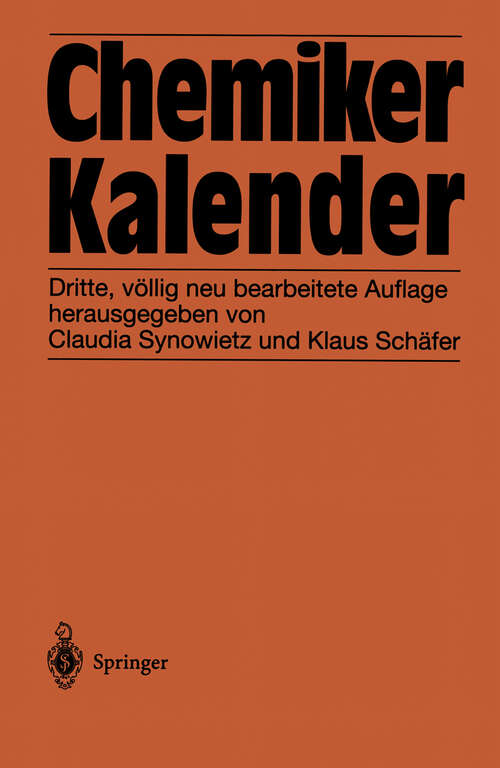 Book cover of Chemiker-Kalender (3. Aufl. 1984)