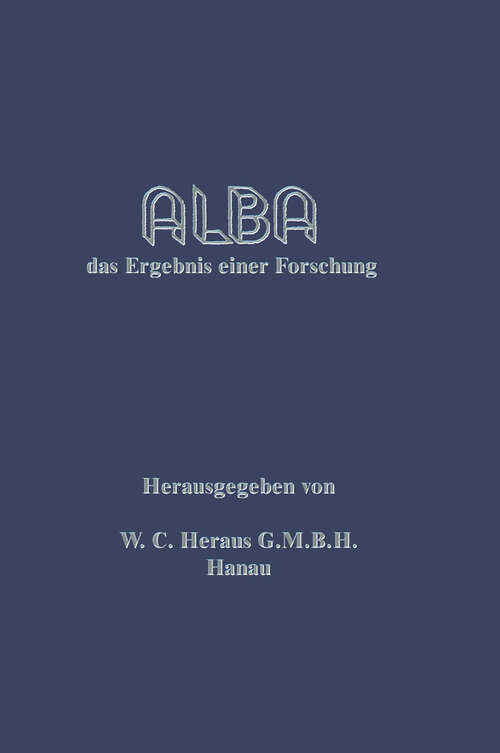 Book cover of Alba: das Ergebnis einer Forschung (1938)