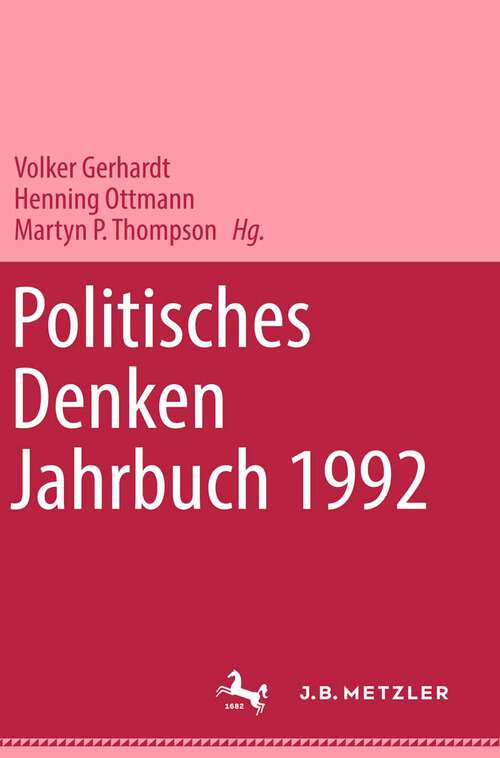 Book cover of Politisches Denken. Jahrbuch 1992 (1. Aufl. 1993)