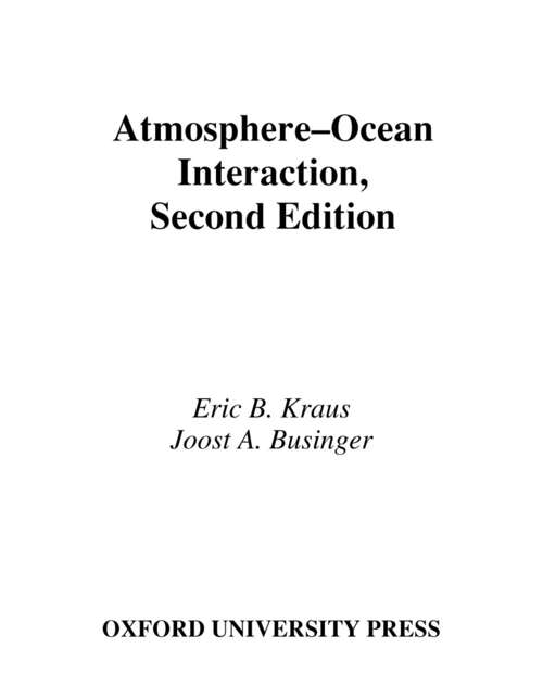 Book cover of Atmosphere-Ocean Interaction (2) (Oxford Monographs on Geology and Geophysics)