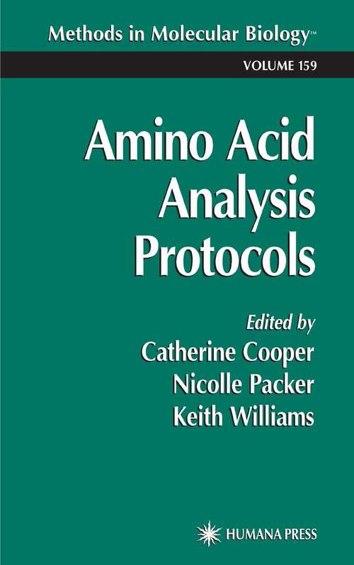 Book cover of Amino Acid Analysis Protocols (pdf) (2000) (Methods in Molecular Biology #159)